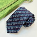 Gucci Style Men's Chain Stripe Jacquard Silk Tie