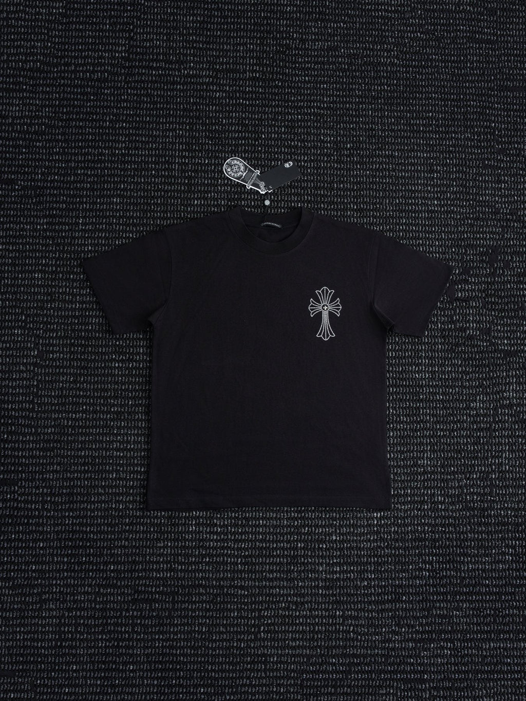 Chrome Hearts Firework Rhinestone Cross Graphic T-Shirt