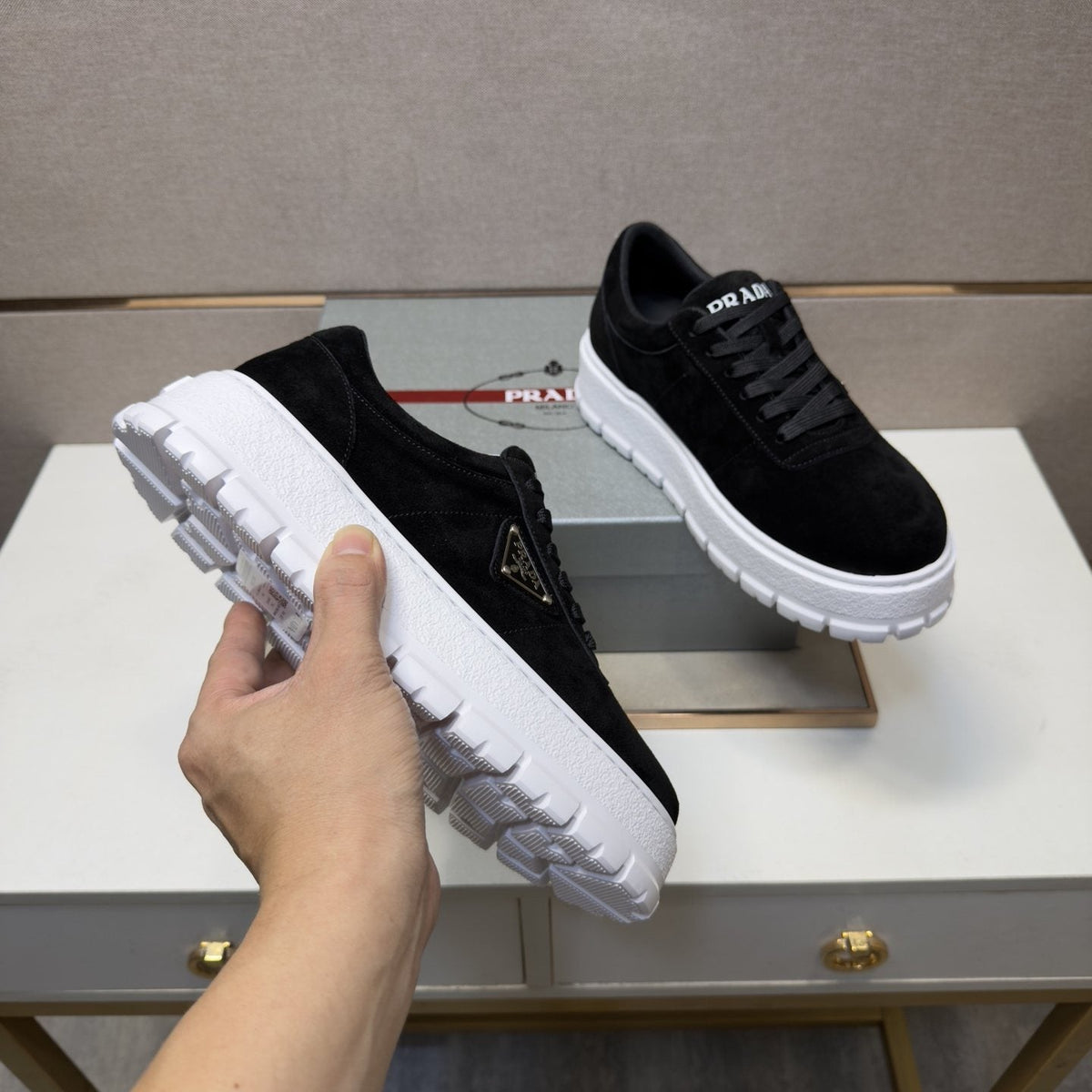 Prada Men's Paneled Chunky-Sole Sneakers