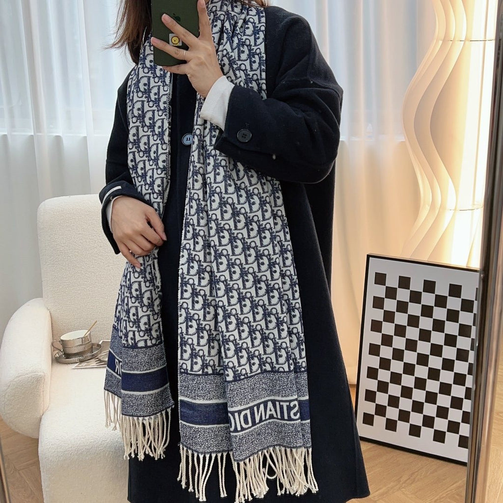 Dior Patterned Fringed Scarf